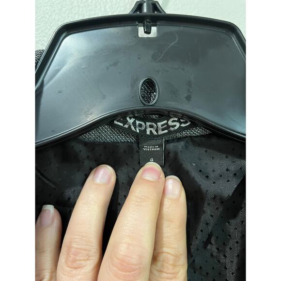 Express Gray Tailored Career Blazer Size 4 One Button Classic Office Workwear - Picture 8 of 9